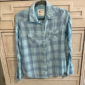 American Eagle Outfitters Blue Plaid Shirt
